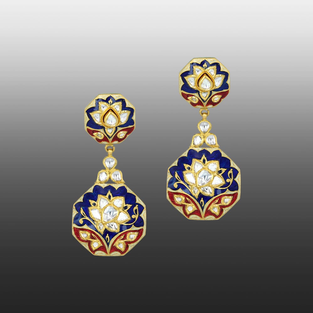 Dual-Sided Polki Earring with Intricate Meenakari Detailing